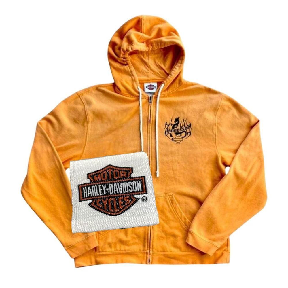 Harley Davidson Tennessee orange/yellow zip up hoodie size L